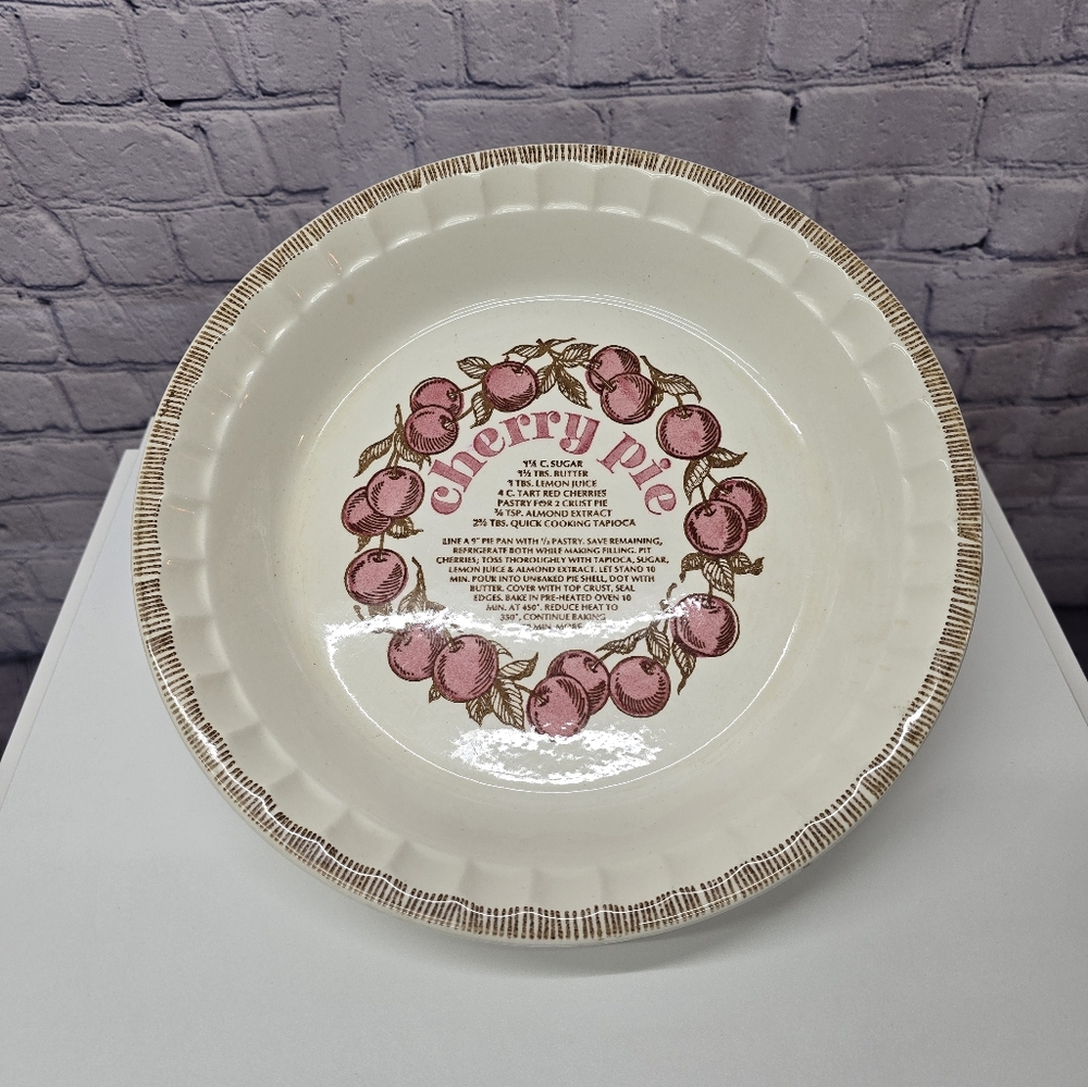 Retro Country Harvest Ceramic Cherry Pie Baking Plate